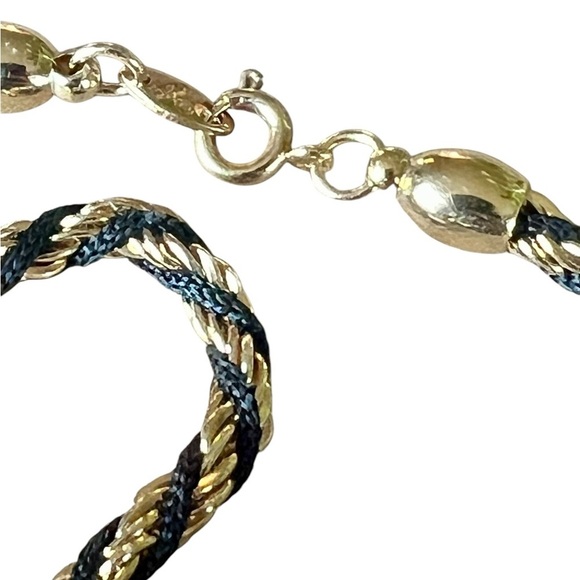 Vintage Trifari Gold Plated & Black Twisted Tope Chain Necklace - Picture 3 of 6